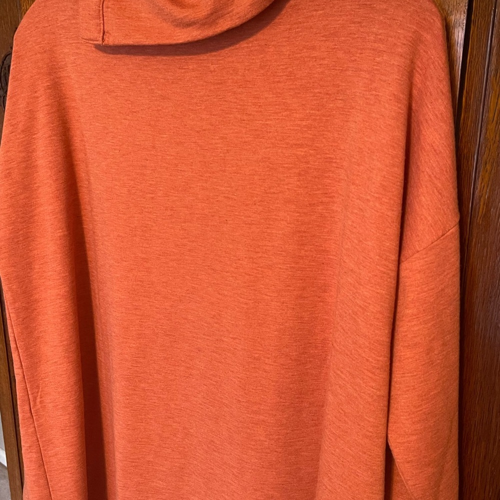 Soft Surroundings Burnt Orange 3/4 Sleeve Cowl Sweater - Picture 5 of 6